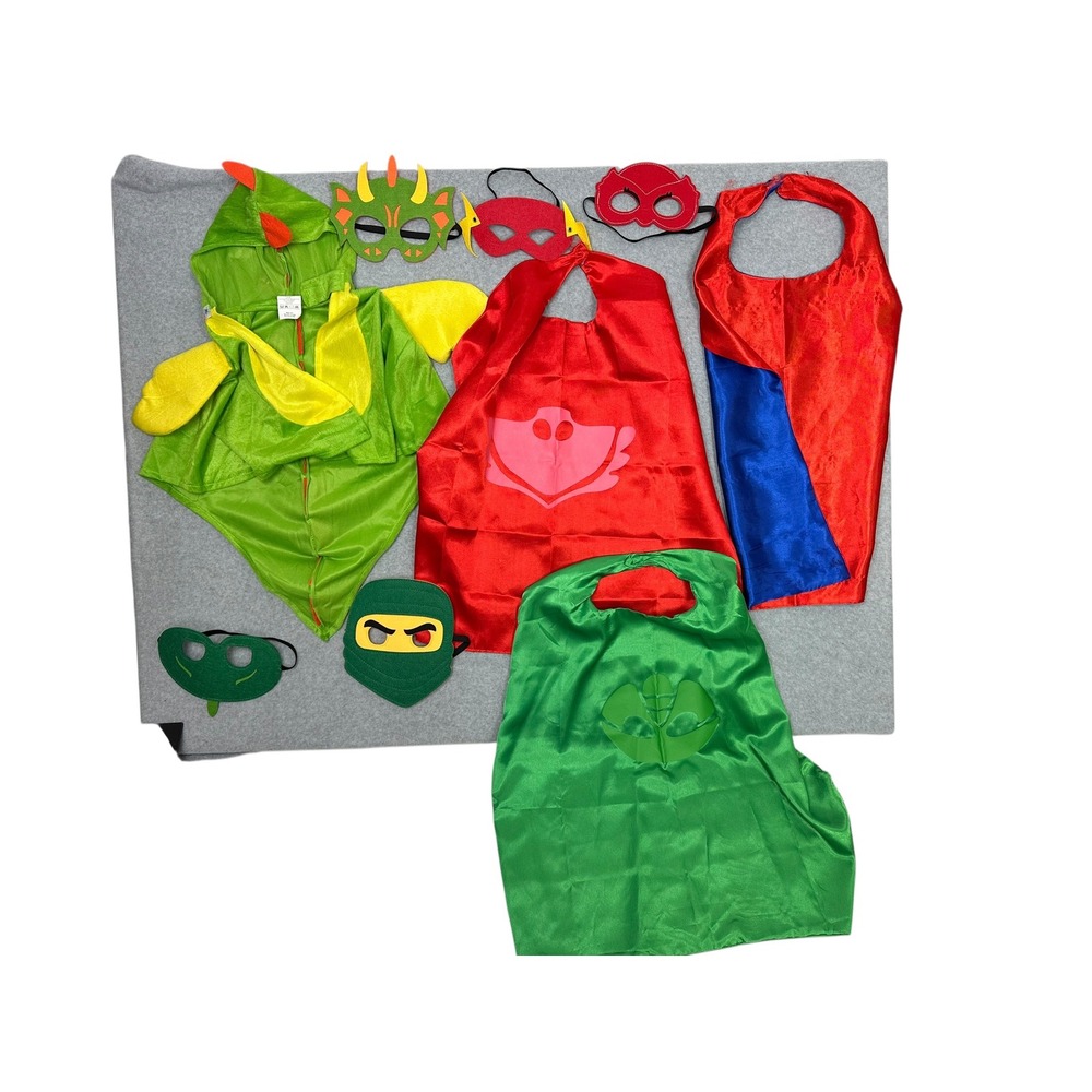 Kids Superhero Costume Bundle PJ Masks Capes Dinosaur Jumpsuit Ninja Masks 9pc